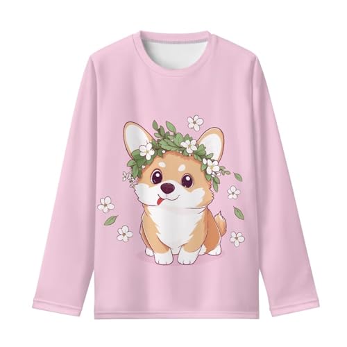 Image of Girls Long Sleeve Shirts Casual Crewneck Soft T-shirts for Girls 3-16 Years Old