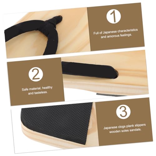 Geta tradicional japonesa de madera natural resistente, sandalia plana negra talla 42 6