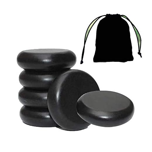 Hot Stones - 4 Large Essential Massage Stones Set (1.96in-2.36in) for Professional or Home spa, Relaxing, Healing, Pain Relief by Great for Spas, Storage Velvet Bag Included