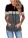 MixShe Womens Tops Summer Clothes Dressy Casual Shirts Ladies Hoodies Pullover Short Sleeve Blouses Trendy Fashion Tunics Camisas de Mujer Black Gray Large