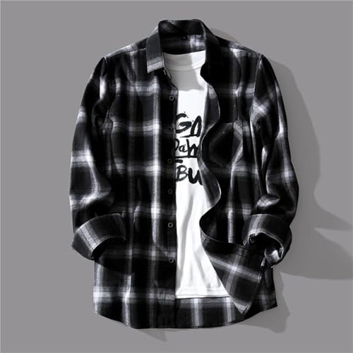 Mens Button Down Shirt Regular Fit Long Sleeve Buffalo Plaid Lapel Camp Shirts Casual Lightweight Jacket Fashion Tops4