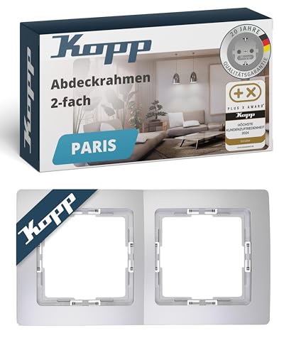 Kopp PARIS 2-fach Abdeckrahmen in Silber - 8,3 x 15,4 cm - Rahmen für Steckdosen & Schalter - Stilvoller Steckdosenrahmen aus Kunststoff - Hochwertiger Lichtschalter-Rahmen