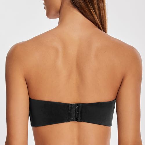 MELENECA Women's Strapless Minimizer Multiway for Large Bust Unlined Seemless Underwire Bandeau Bra Black 36G - Image 2