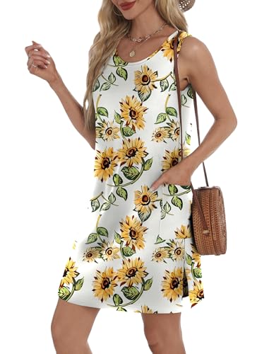 Image of BKRIVE Coverup Summer Dresses for Women 2026 Eyelet Casual Loose Sleeveless Sundresses Tank Dresses with Pockets