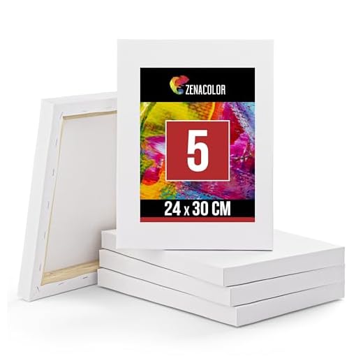 Zenacolor Set de 5 Lienzos para Pintar de 24x30cm - Canvas Lienzo - para Todo Tipo de Pintura: Acrílico, Oleo, Acuarela - Lienzos 100% Algodón sin Ácidos con Bastidor de Madera para Telas Blancas