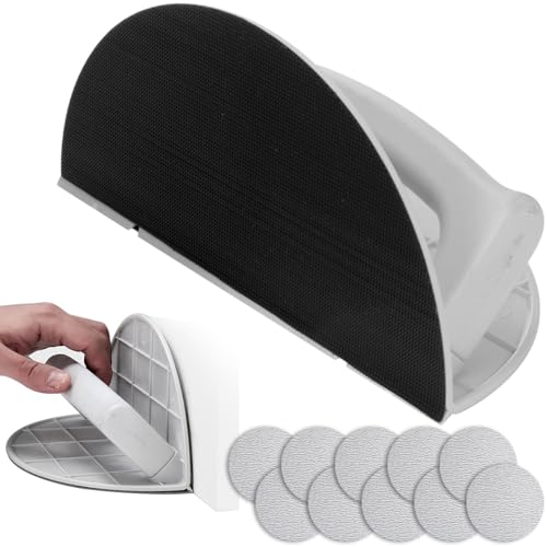 BIZOI Cale a Poncer Angle, Ponceuse D'angle Semi-circulaire Multifonctionnelle avec 10 Disques Abrasifs, Outil de Ponçage Manuel de Détails Portatif pour Coins et Surfaces Planes, Maille 180