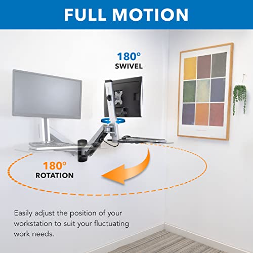 Mount-It! MI-7905 Sit Stand Wall Mount Workstation | Adjustable Height Stand Up Computer Station thumb #4