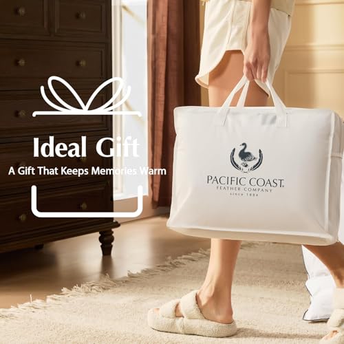 Pacific Coast Goose Down Fiber Comforters Super King Duvet Insert, All Season White Comforter, 3D Hidden-Stitch Baffle Box Design, 8 Tabs, Gifts for Women/Men, Extra Fluffy Luxury Duvet (120"x120")