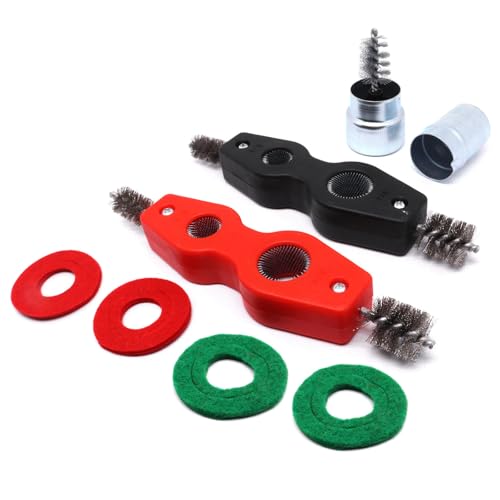 Image of Battery Terminal Cleaner Kit, Battery Terminal Brush & 4 in 1 Copper Tubing Brush & 2pcs Anti-Corrosion Fiber Washers (Black & Red)