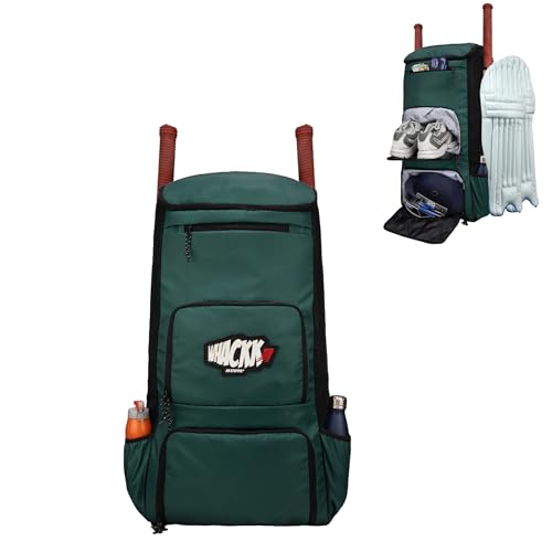 Image of WHACKK Pollock 90L Cricket Bag Green|Large Kit Bag with Dual Bat Pockets, Shoe Pocket, Helmet & Gloves Section, Multiple Storage Compartments
