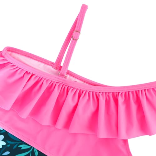 Image of Alakuoti Girls One Piece Swimsuits Cutout Ruffle Bathing Suit Quick Dry Beach Swimwear with Adjustable Strap 5-14 Years