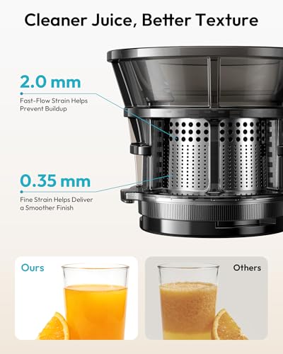 Image of EUHOMY Juicer Machines, 5.3 inch Wide Feed Chute Cold Press Juicer Machines