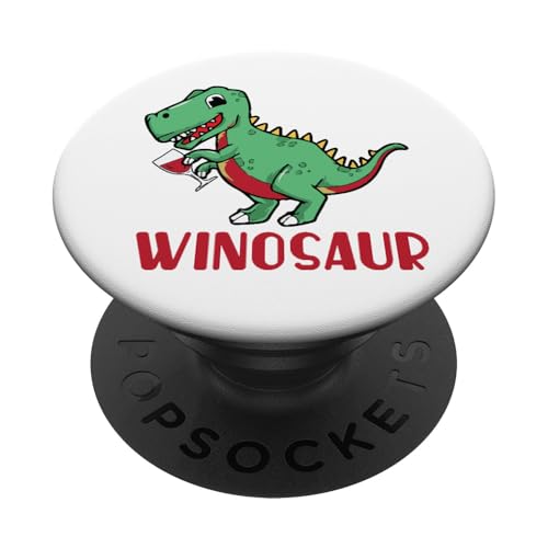 Funny Wine Drinker Dino Winosaur Dinosaur PopSockets PopGrip Adhésif