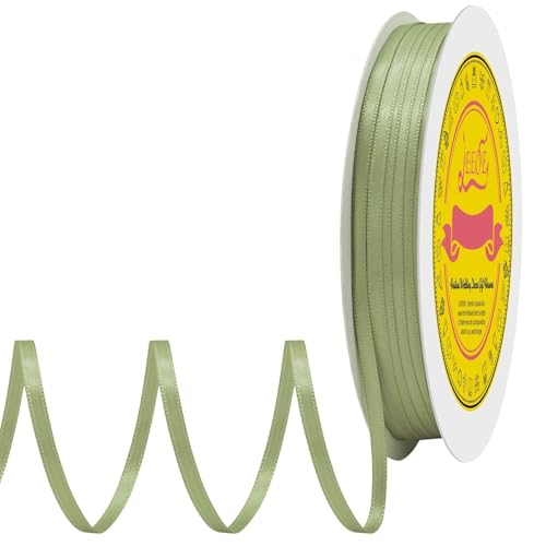 Image of Double Face Spring Moss Satin Thin Ribbon 1 /8 inch X 100 Yards Polyester Spring Moss Ribbon for Gift Wrapping Very Suitable for Weddings Party Hair Bow Invitation Decorations and More