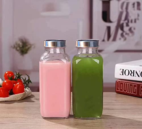 Image of Glass Water Bottle 1000ml Pack of 3, Borosilicate Square Glass Bottle with Stainless Steel Leakproof Lid, BPA Free Reusable Wide Mouth Glass Juice Bottle for Water, Smoothies, Gym & Kitchen
