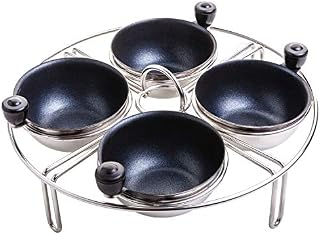 Egg Poacher Egg Rack| Fits many sized Pans Skillets and Pressure Cookers| Poached Egg Maker features Stainless Steel Individual Egg Poaching Cups with PFOA Free Antistick Coating| Measures 7.25 inches