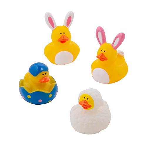 Easter Bunny Rubber Duckies, 12 Pieces, Holiday Toys and Decorations, Treasure Chests Supplies