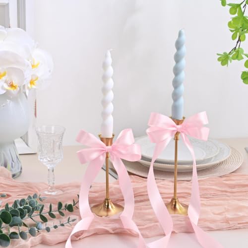 Image of Double Face Light Pink Satin Ribbon 7 /8 inch X 100 Yards Polyester Light Pink Ribbon for Gift Wrapping Very Suitable for Weddings Party Hair Bow Invitation Decorations and More