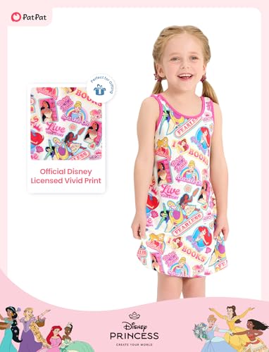 Image of Disney Stitch Princess Frozen Elsa Minnie Mouse Girls Tank Dress Sleeveless A-Line Sundress Summer Beach Clothes 2-9 Years