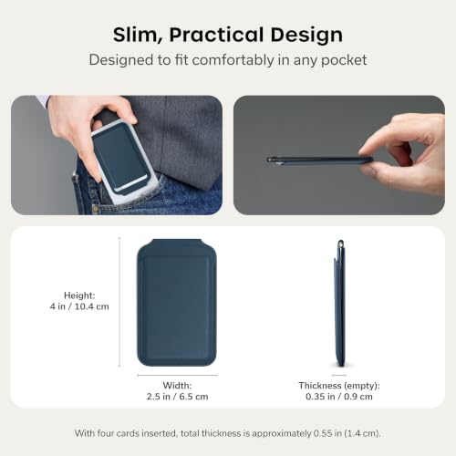 Image of Satechi Magnetic Magsafe Wallet and Double Flap Stand, iPhone Wallet with 4 Card Slots, Front Flap NFC Pass Through for iPhone 15, iPhone 14, iPhone 13, iPhone 12 - Vegan Leather, Blue | NFC Pass-Through Dual Tab Construction Adjustable Kickstand for iPhone 12-17 Premium Material (PU)