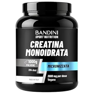 Bandini® Creatina Monoidrata 1kg/1000g in Polvere Pura e Vegana al 100% - Integratore Alimentare per Palestra, Sport, Fitness e Pre Workout - A base di Creatine Monoidrato - Creatina Micronizzata