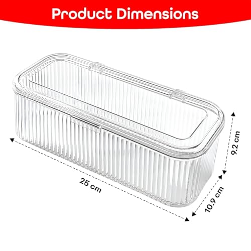 Image of Xmart India Acrylic Jewellery Organizer Box with Lid, Transparent Storage Case for Earrings, Rings, Necklaces, Bracelets and Makeup Accessories for Women and Girls (Only Container)