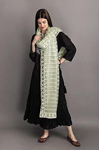 Heavy Embroidered Net Dupatta With Paisley - Net3