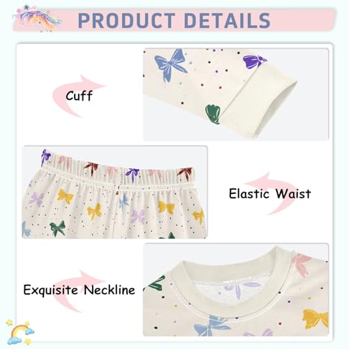 Cartoon Pajamas Set Colorful Bowtie Polka Dot Pattern Long Sleeve PJs Cotton Jammies Sleepwear Top and Pants Multicolor4