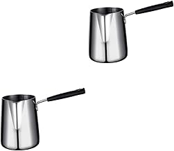 Luxshiny 2 Pçs Frigideira Mini Frigideira Mini Panela Mini Fogão Fritadeira Portátil Pote De Café Turco Fritadeira De Aço Inoxidável Panela De Estoque De Cozinha Mini Pote Para Casa Pote