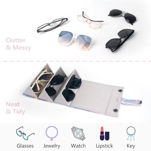 Image of Sunglasses Travel Case,Foldable Eyeglasses Case, Portable Multiple Glasses Case for Women Men Girls
