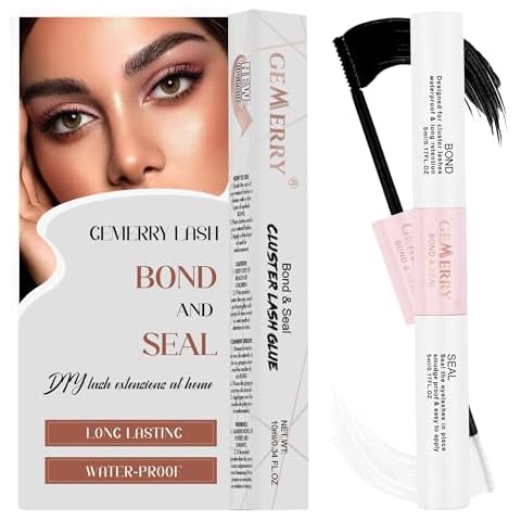 GEMERRY Lash Bond and Seal Waterproof 2 in 1 Lash Cluster Glue for Sensitive Eyes Bond and Seal Lash Glue Lash Extension Glue for Lash Clusters Strong Hold & Waterproof for Self Use at Home Cover
