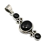 Unique Jugendstil Kettenanhänger schwarzer Onyx 7.8 Karat ~ Juweliers- Qualität