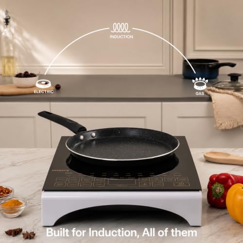 Image of Kreme Aura Granite Non Stick Cookware Set 7pcs | Aluminium Cookware Set | Non Stick Flat Tawa, Fry Pan, Sauce Pan, Kadhai with Glass Lid | Uses Less Oil | Induction Gas Stove Compatible, Blue