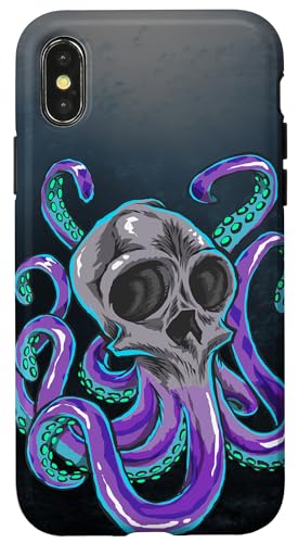 Carcasa para iPhone X/XS Octopus Skull Kraken Nautical Jolly Roger Halloween