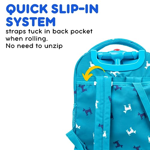 Image of J World Sunny Rolling Backpack for Kids. Roller Bag With Wheels, Puppy