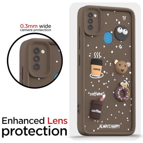Image of Outlouders Back Cover for Samsung Galaxy M11 | 3D Cartoon Bear Cute Fun Silicone Full Body Protection Bumper Case (Brown)