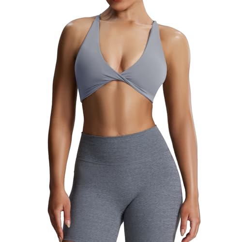 Image of Aoxjox Women's Workout Sports Bras Fitness Metamorph Sienna Twist Bra Yoga Crop Tank