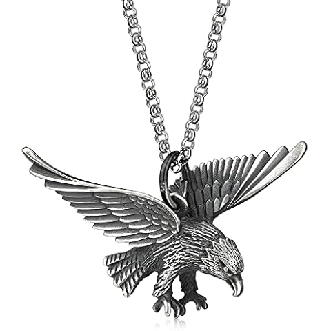 XAANA AMZ0515 Men's Solid 925 Sterling Silver Eagle Pendant with Chain 55cm Cover
