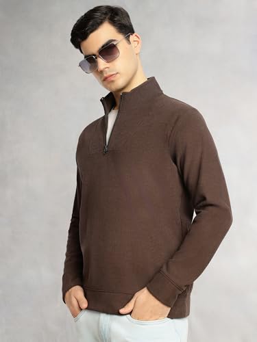 Image of Thomas Scott Men's | Regular Fit | Long Sleeves | High Neck | Solid | 100% Polyester | Knitted | Sweatshirt | Dry Clean Only