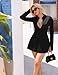 YMDUCH Women's Sexy Long Sleeve Deep V Neck A-Line Mini Party Cocktail Dress Black