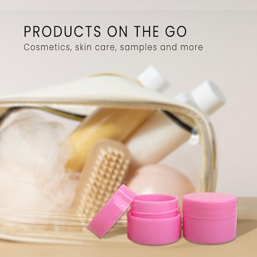 Beauticom 12 Pieces 7G/7ML (0.25oz) PINK Sturdy Thick Double Wall Plastic Container Jar with Foam Lined Lid for Powdered Eyeshadow, Mineralized Makeup, Cosmetic Samples - BPA Free