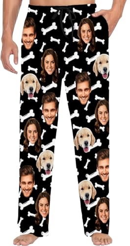 Custom Pajama Pants for Men Women, Personalized Face Photo Sleepwear Bottom,Customized Christmas Pj Trousers Gifts