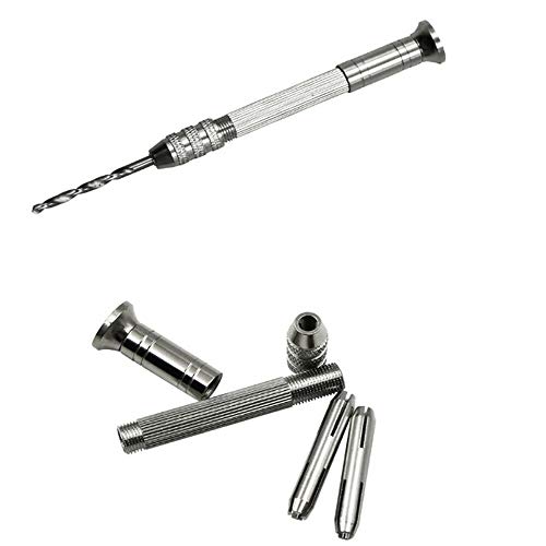 Precision Pin Vise Hand Drill Set,10 Pieces Pin Vice Drill Mini Micro Aluminum Hand Drill with Drill Bits for Nuts Jewelry Plastic Carving Woodworking