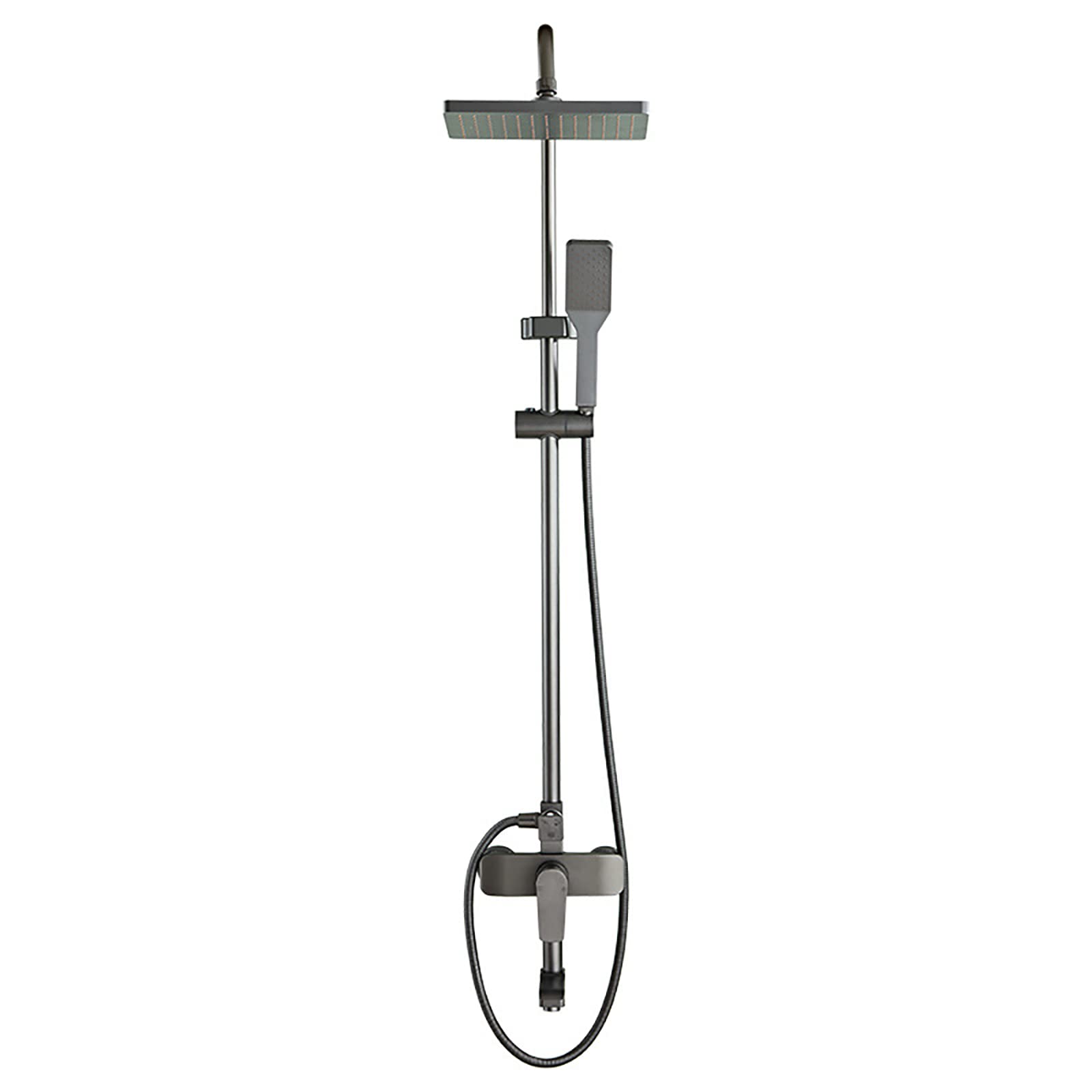 Juegos de grifos de Ducha, grifería de Ducha Gris, Cabezal de Ducha de Lluvia de 25 x 17 cm, Sistema de Ducha de Pared con Ducha de Mano y caño de bañera.