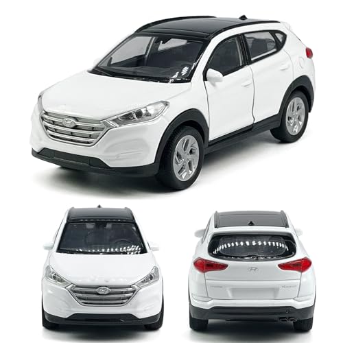 Modelo a escala 1:36 Hyundai Tucson SUV metálico blanco miniatura 3