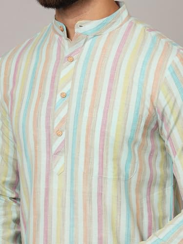 Image of LATEST CHIKAN Men's Cotton Regular Premium Long Kurta Full Sleeves - Casual Ethnic Wear