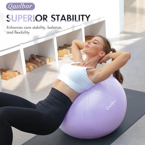 Image of Yoga Ball Pregnancy Ball, 1.7mm Extra Thick Birthing Ball for Pregnancy, 600LB Anti-Burst Exercise Ball for Fitness, Balance, Physical Therapy, Non-Slip Stabil-ity Ball with Bump