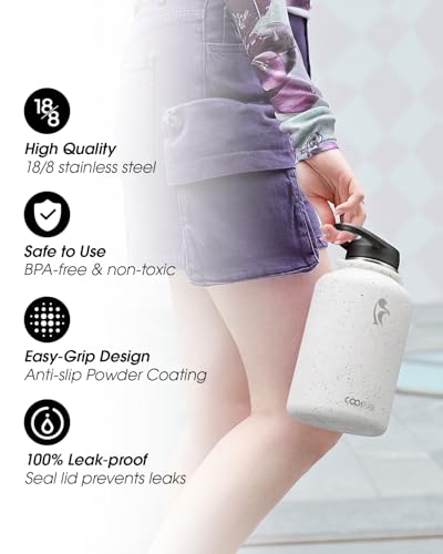 Image of Coolflask Half Gallon Water Bottle Insulated Stainless Steel with Strap