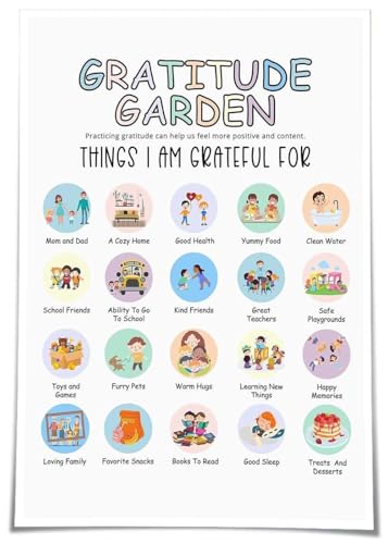 Cuadro de afirmaciones infantiles de salud mental y jardín de gratitud para decorar el dormitorio