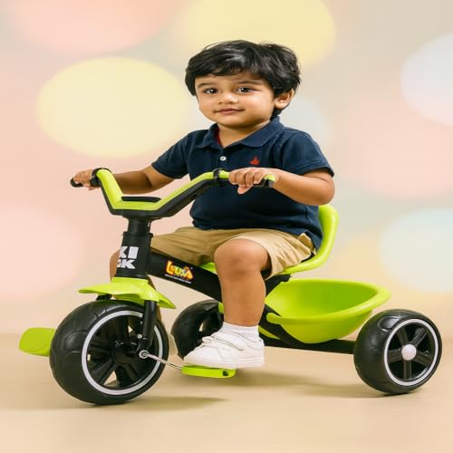 Image of Luusa KICK TRICYCLES for Kids | Kids Tricycle with Adjustable Seat Belt and Safety Features | Durable Frame | Suitable for Ages 1-5 Years | Multiple Colors Made in India (Green)